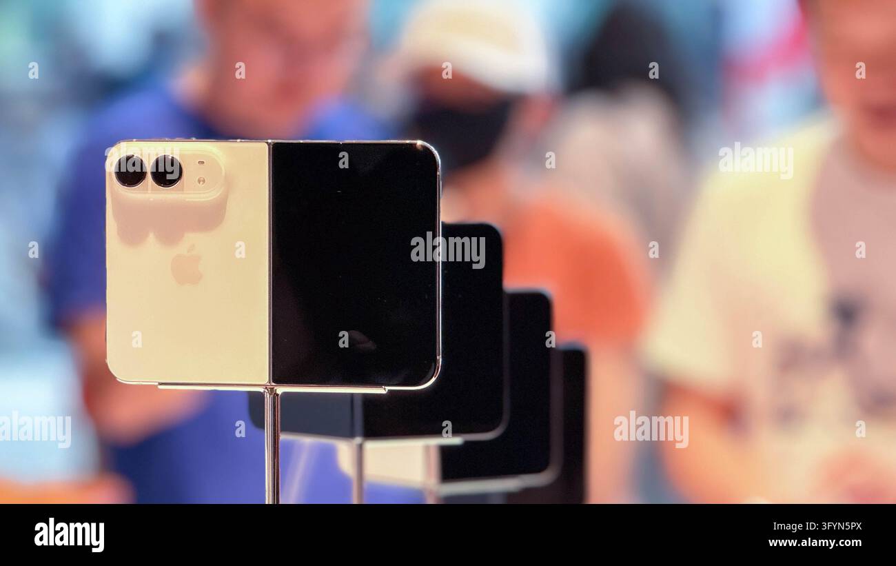 BANGKOK, THAILAND - OCT23, 2026: The back view of a white Apple iPhone ...