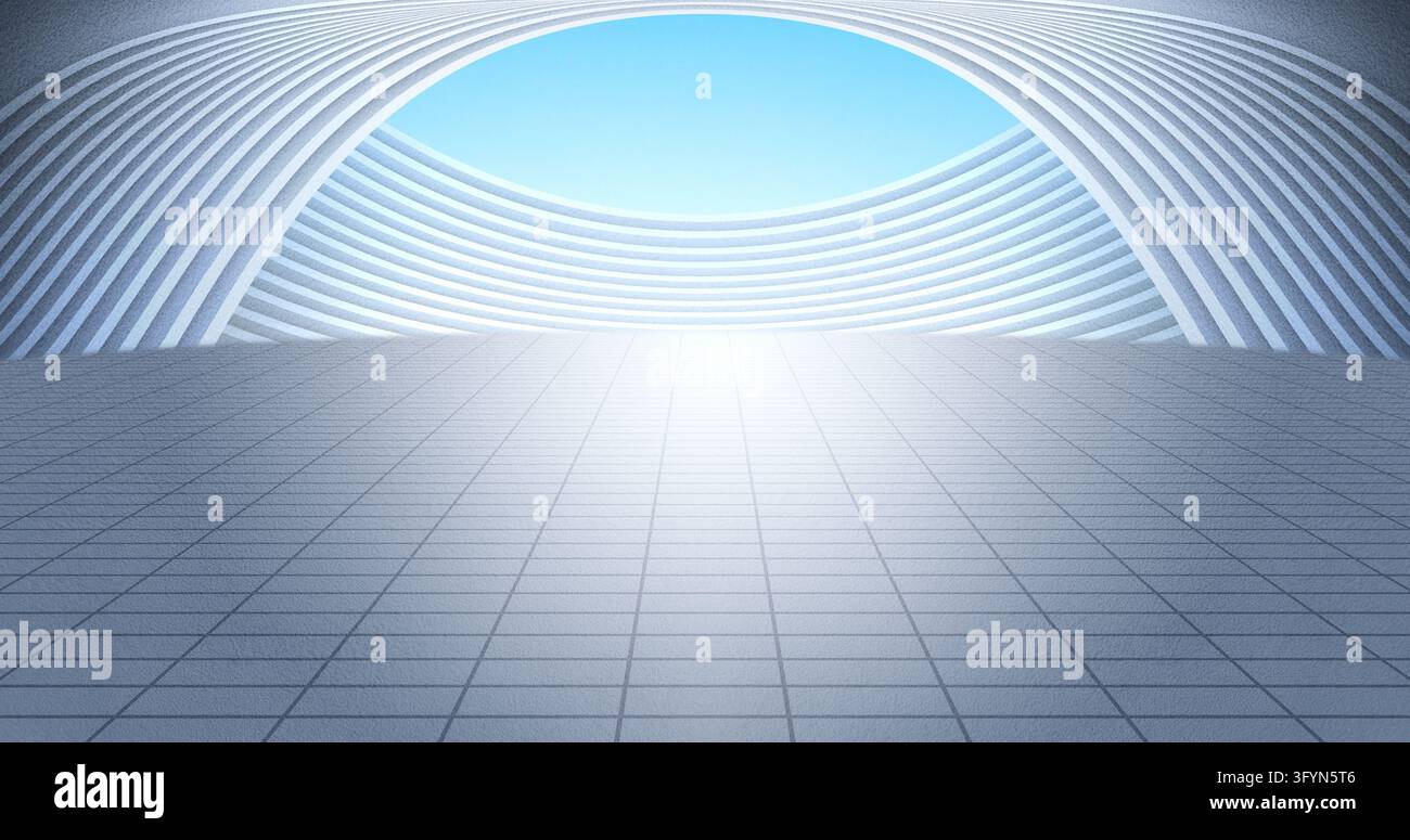 Stage Podium Neon Glowing Blue ALien Sci Fi Futuristic Concrete ...
