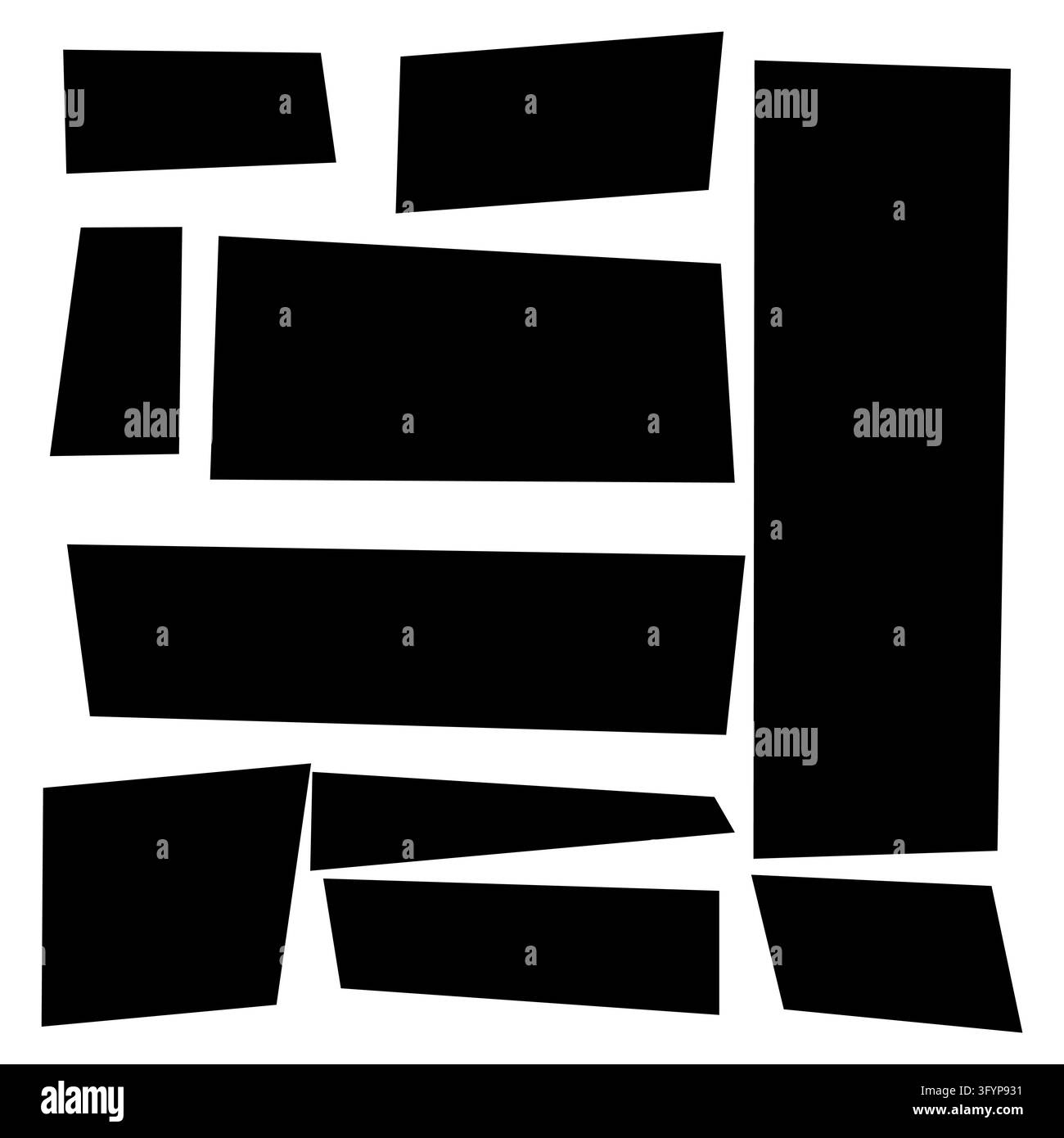Asymmetric polygonal black blocks in mosaic grid layout vector. eps 10. Stock Vector