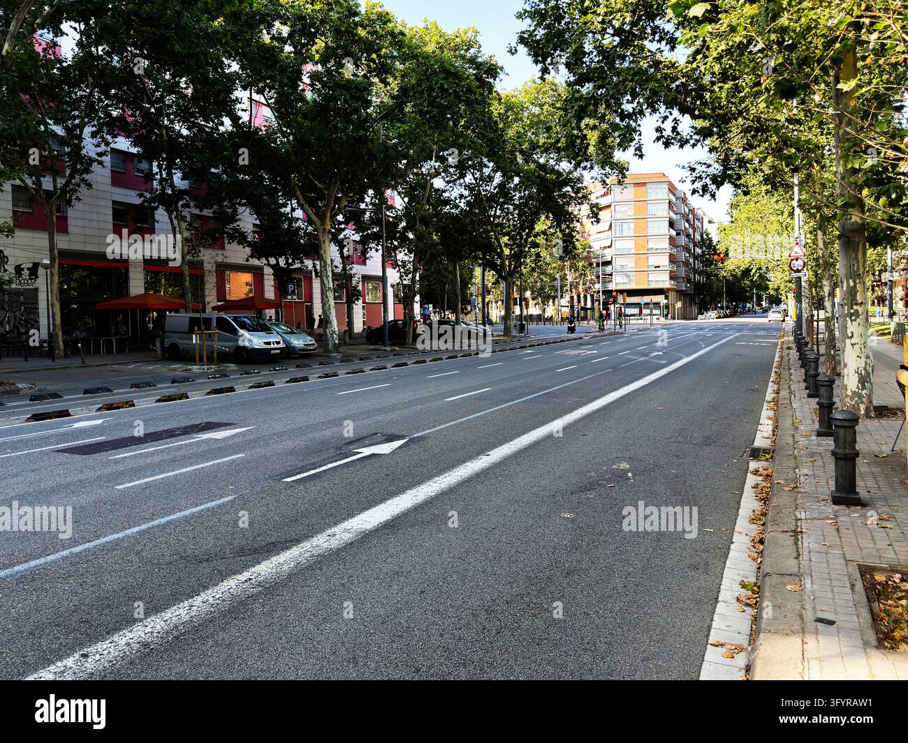 Barcelona , Spain - June 27, 2026: Barcelona street stretches through a ...