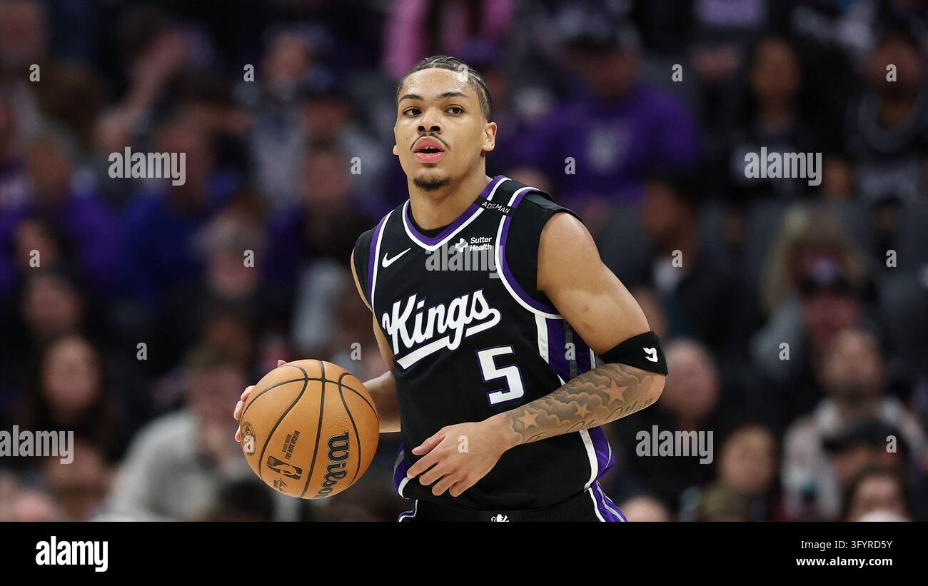 Sacramento Kings guard Darius Acuff Jr. dribbles upcourt during the ...