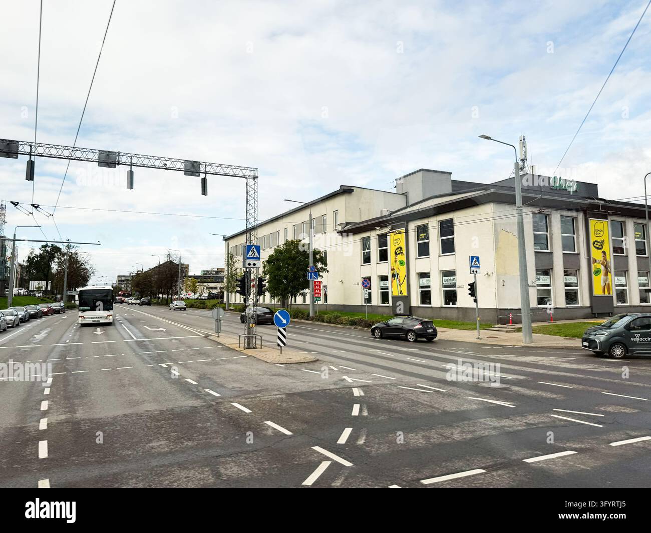 Vilnius, Lithuania - October 05, 2026: Vilnius city intersection shows ...