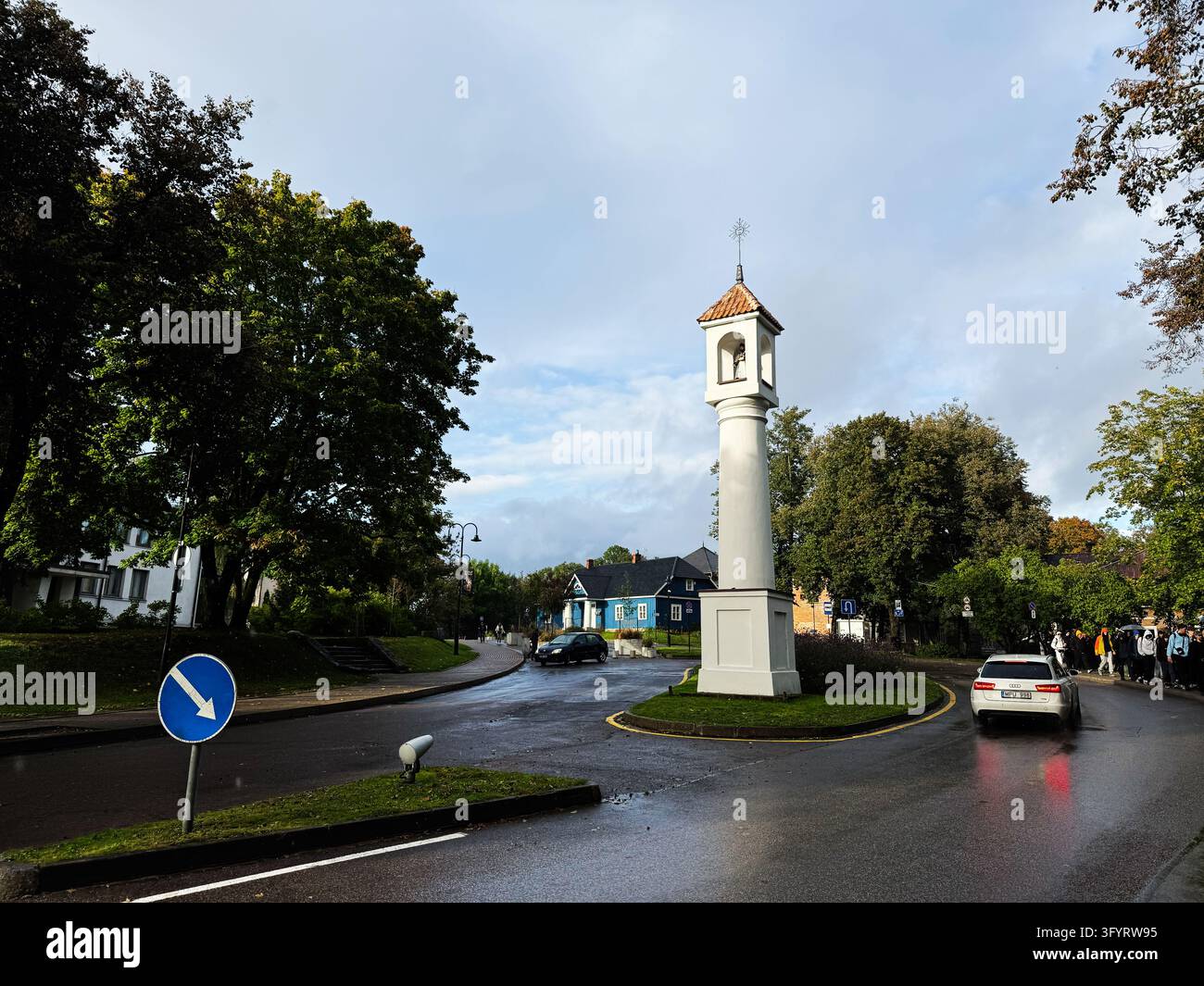 Trakai, Lithuania - October 05, 2026: Historic shrine stands on a wet ...