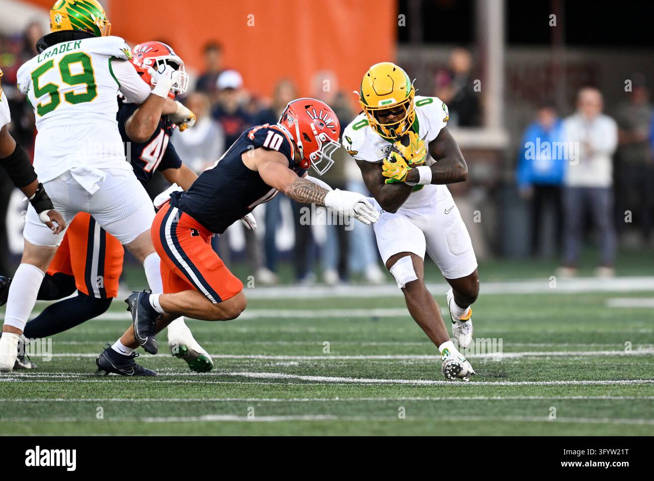 CHAMPAIGN, IL - OCTOBER 24: Oregon Ducks RB Jordon Davison (0) runs the ...