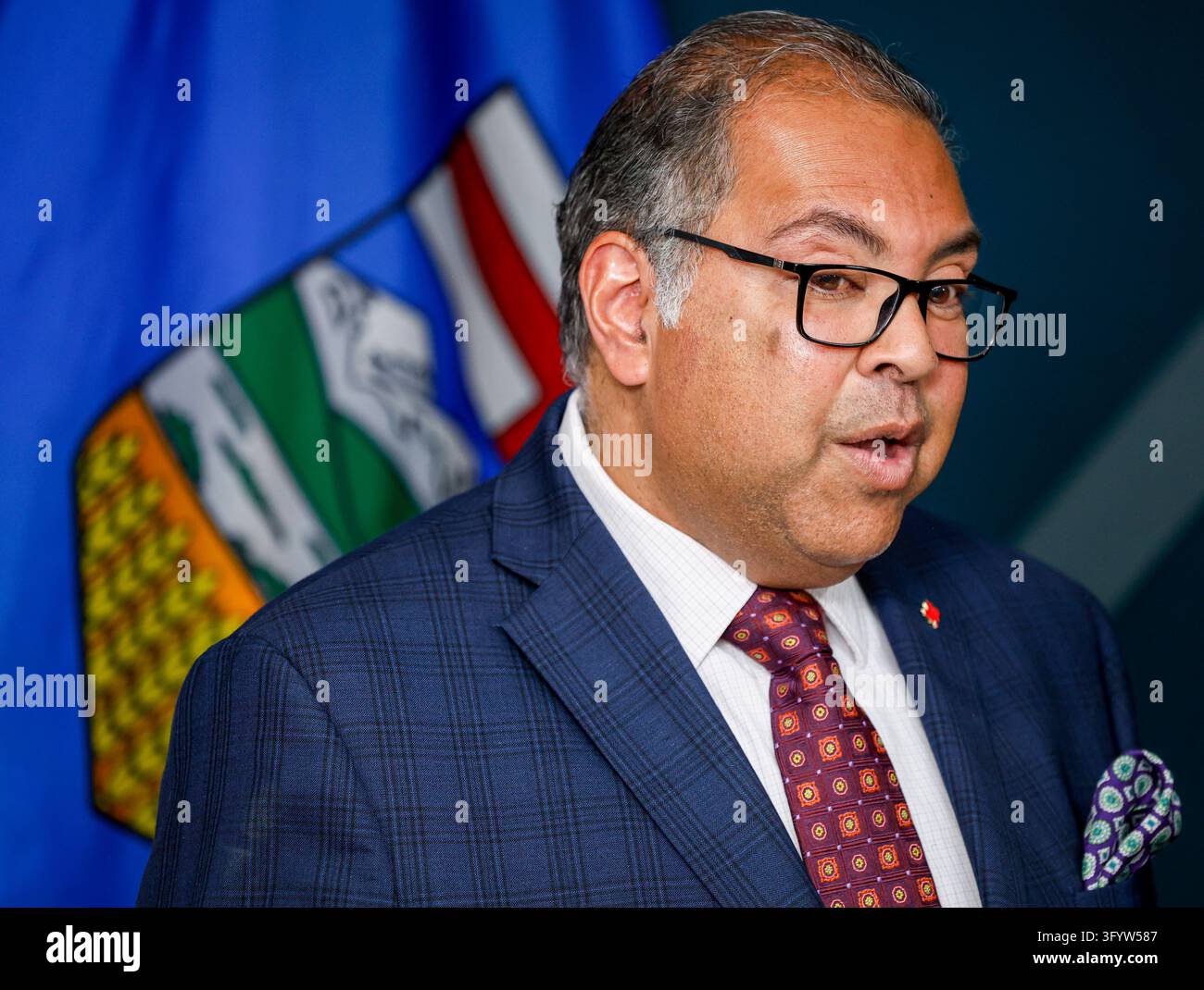 Alberta NDP leader Naheed Nenshi speaks to the media in Calgary ...