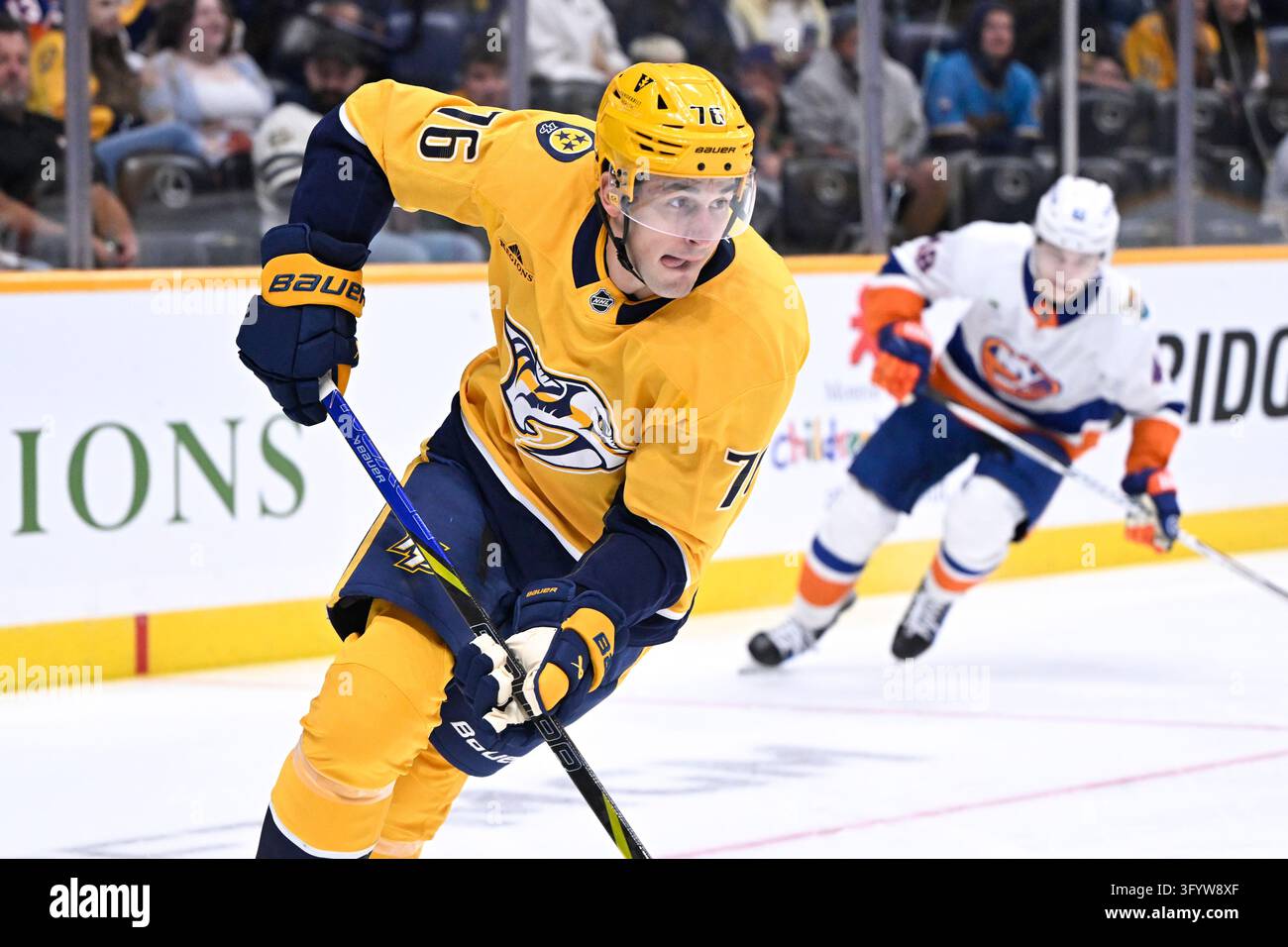 Nashville Predators defenseman Brady Skjei (76) plays the New York ...