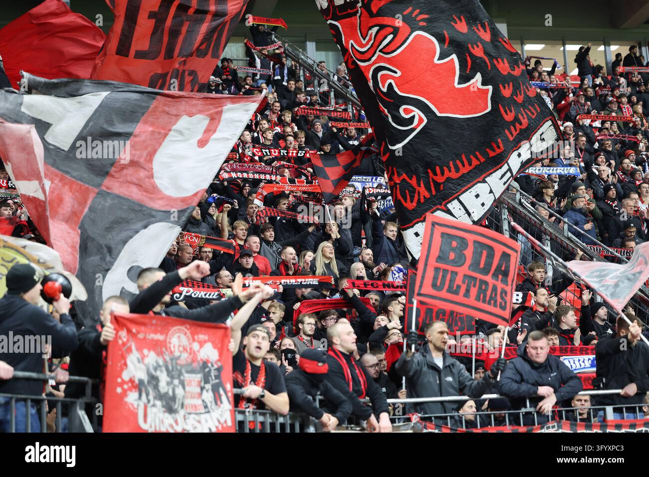 Fans [supporters], friendly, atmosphere, colorful, national colors ...