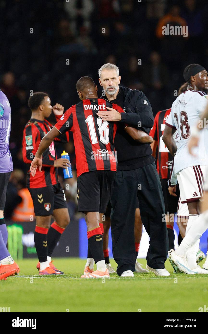 Team Hug Vector 28th October 2026; Vitality Stadium, Bournemouth, England; Carabao Cup ...