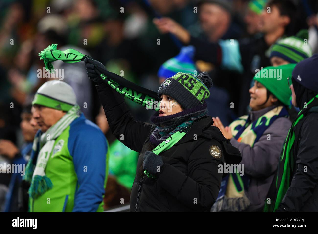 SEATTLE, WA - OCTOBER 28: A fan cheers during a game between Houston ...
