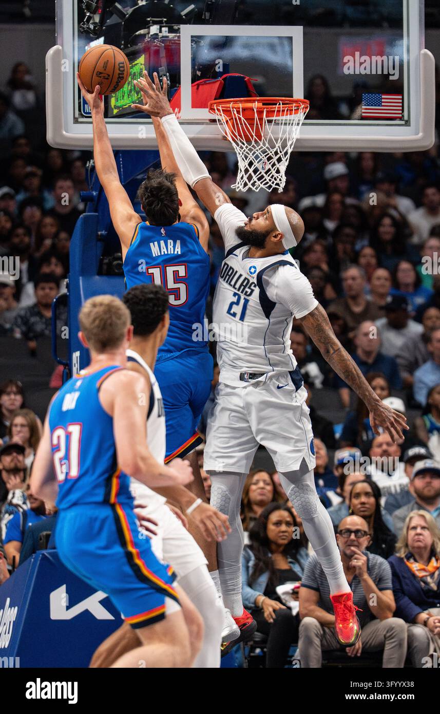 Oklahoma City Thunder center Aday Mara goes up for a shot as Dallas ...