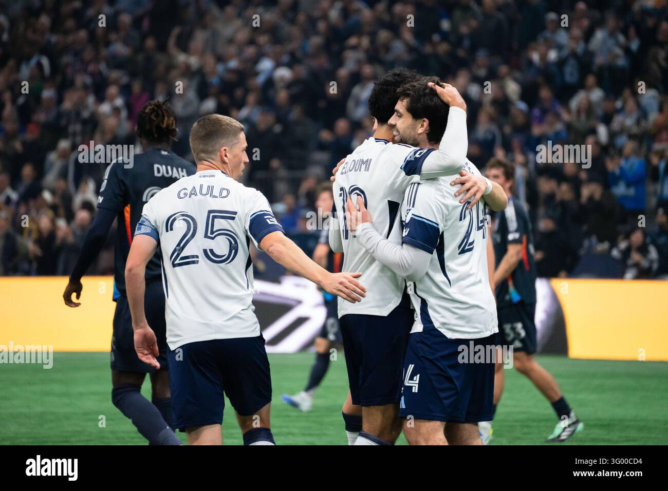 Team Hug Vector VANCOUVER, CANADA - OCTOBER 28: Rayan Elloumi of Vancouver Whitecaps FC ...