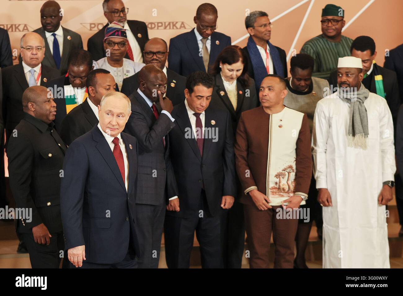Pool Wiver Russian President Vladimir Putin, foreground left, and other leaders ...