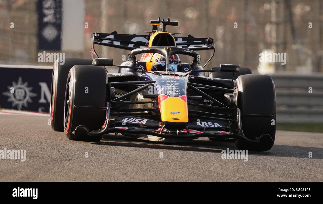 Red Bull driver Max Verstappen of the Netherlands steers his car into a ...