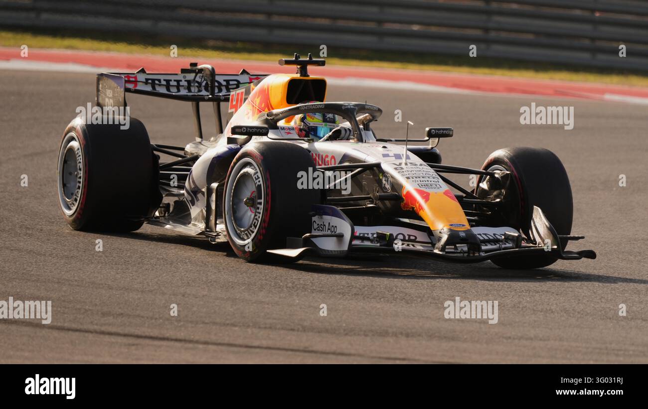 Racing Bulls driver Arvid Lindblad of Britain steers his car into a ...
