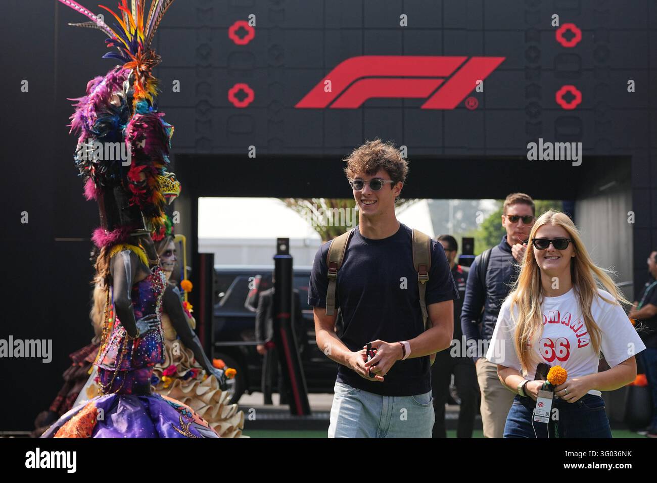Haas driver Oliver Bearman of Britain arrives for the first day at the ...