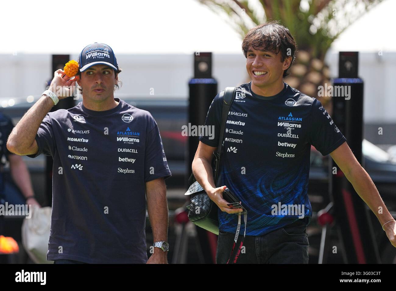 Williams driver Carlos Sainz of Spain, left, and his teammate Alexander ...