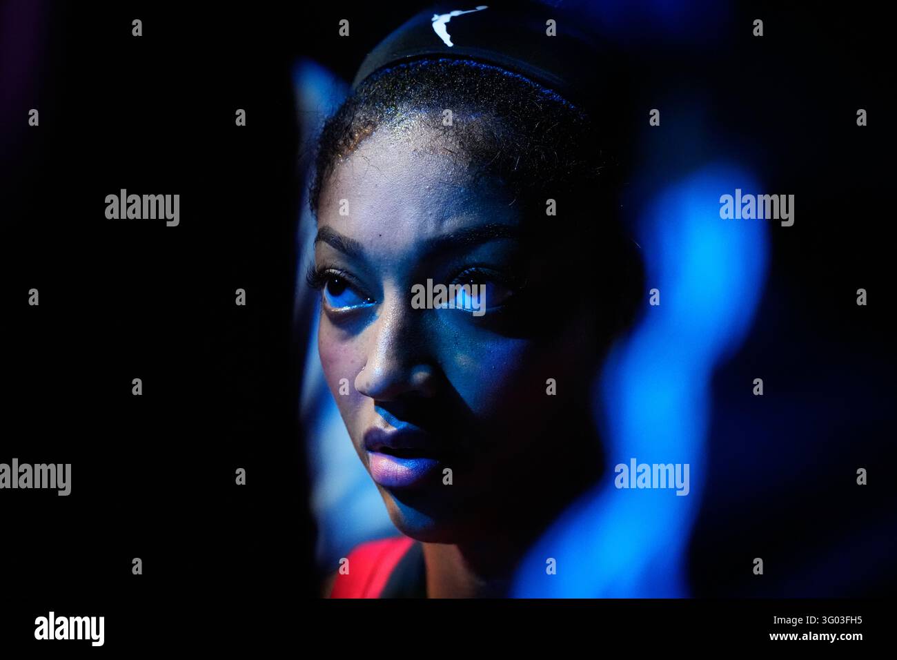 Angle Rese Atlanta Dream's Angel Reese listens in the huddle during the first half ...