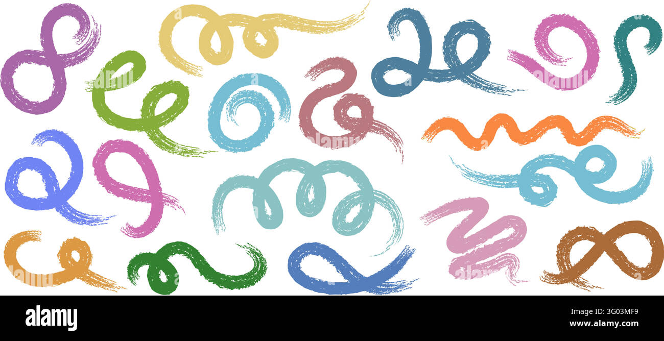 Crayon curly squiggles Stock Vector