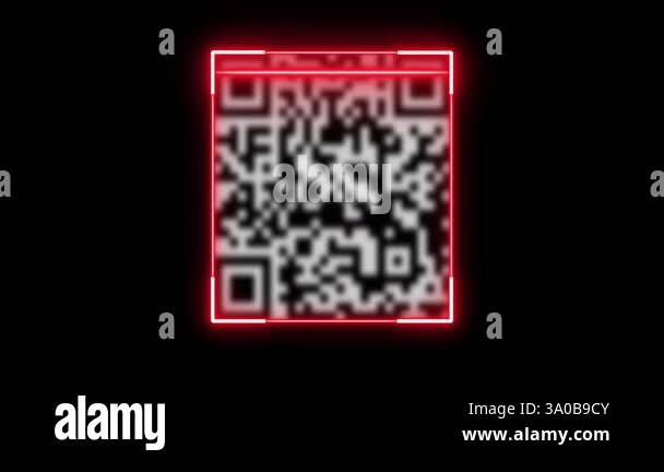 Glowing neon light animated barcode or qr code scanner, QR code scanner ...
