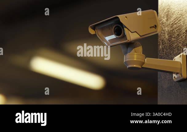 CCTV camera In the dim atmosphere seamless looping animation. Scan the ...