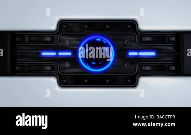 Futuristic Robotic White Design with Neon Blue Accents and High-Tech ...