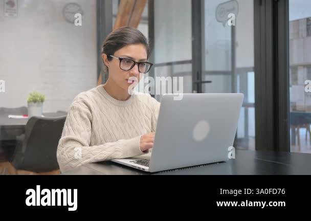 Indian Woman having Back Fatigue and Pain in Office Stock Video Footage ...