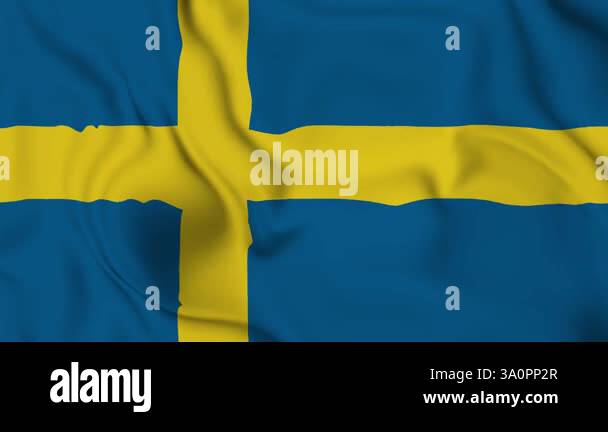 National flag of sweden, waving sweden realistic flag seamless loop ...