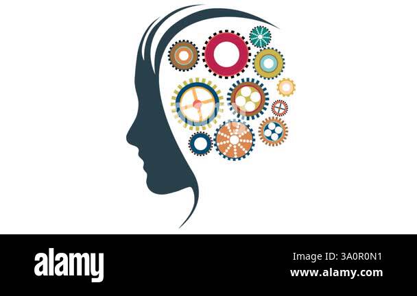 Gears turning inside a human head. Idea, innovative and intelligence ...