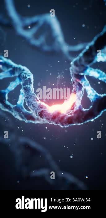 Biological DNA structure with bioengineering concept, 3d rendering ...