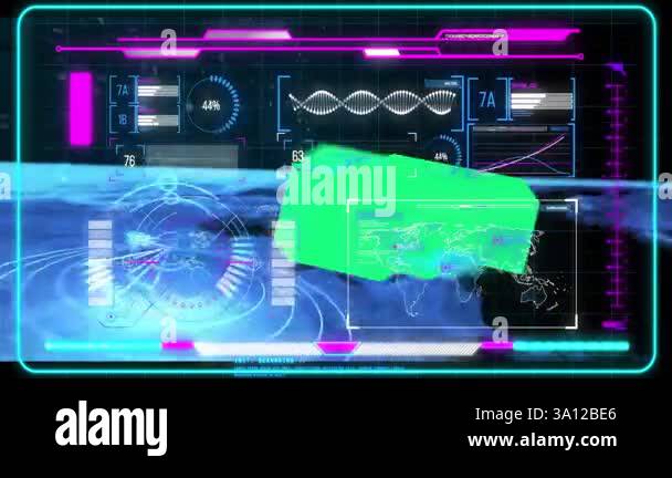 Digital Animation Displaying Global Data And Analytics Over World Map