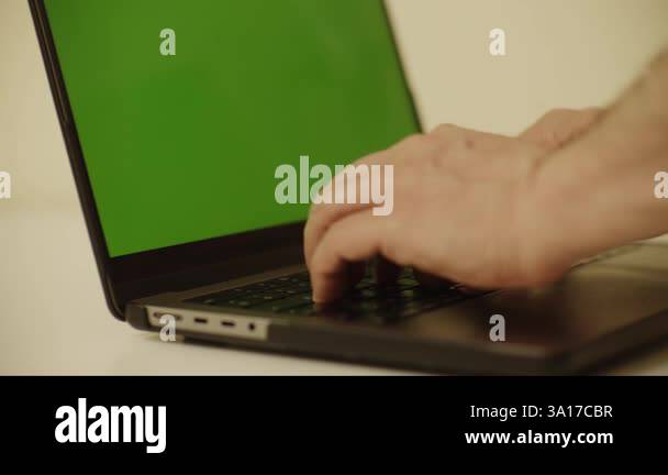 Recorded laptop,notebook green screen,laptop,notebook, hand,keyboard ...