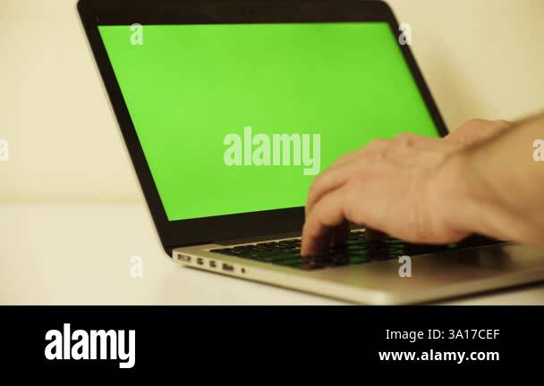 Recorded laptop,notebook green screen,laptop,notebook, hand,keyboard ...