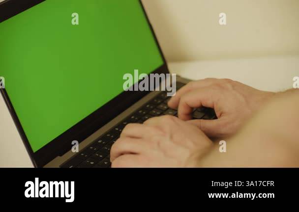Recorded laptop,notebook green screen,laptop,notebook, hand,keyboard ...