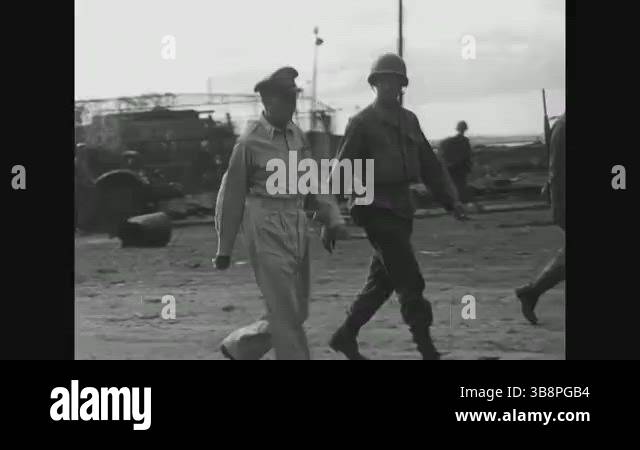 Manila 1945 General Douglas Macarthur Walks Through A Ruined