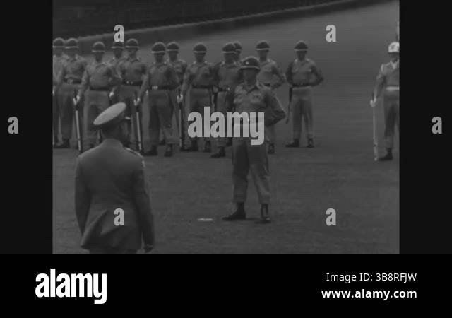 JAPAN - 1951 - General Almond and General Ridgeway speak to troops and ...