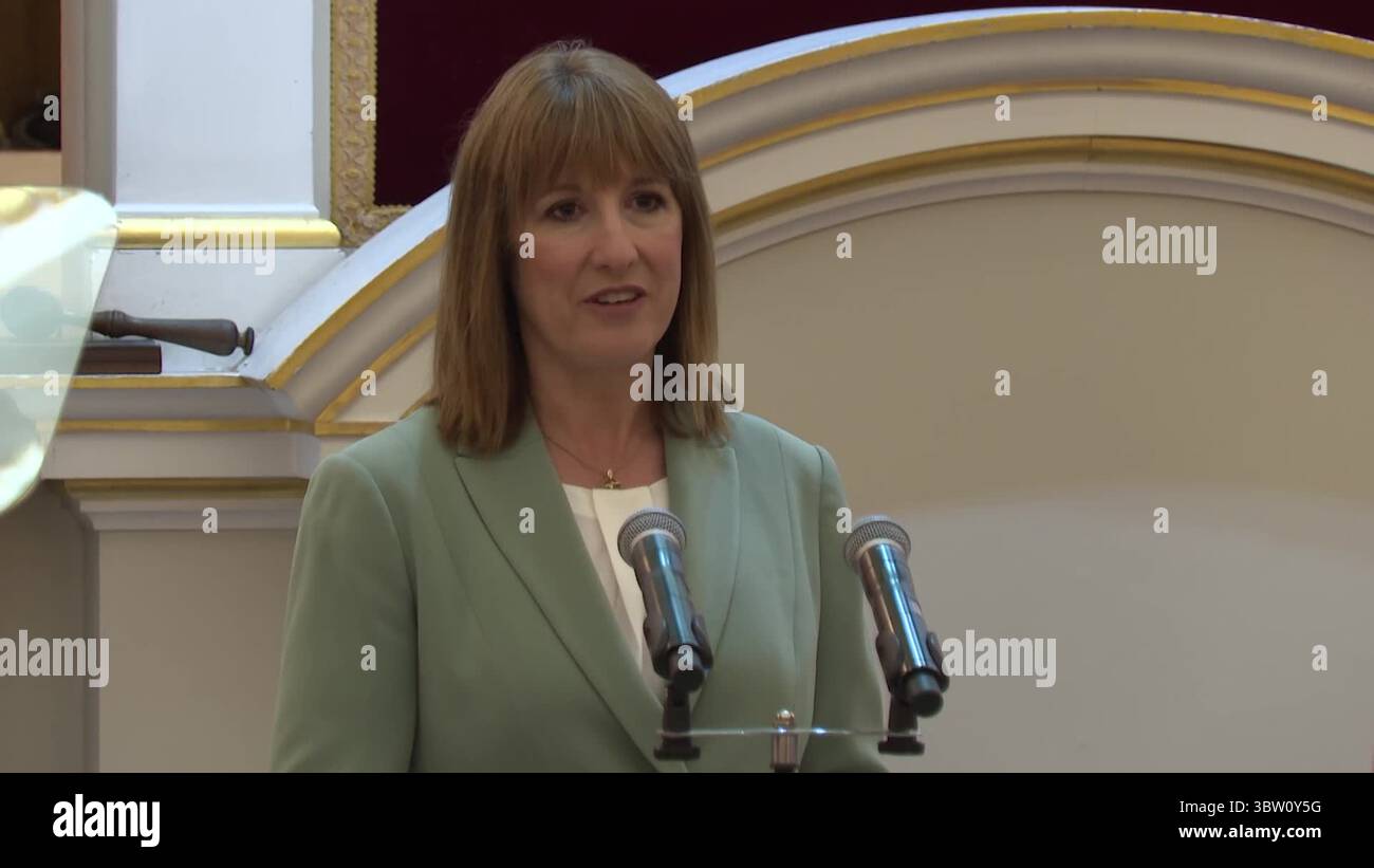 Chancellor Rachel Reeves delivers her annual Mansion House speech Stock ...