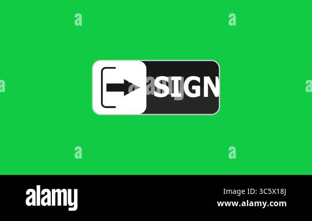 Green screen animation of Sign out button with pointer, simple ...
