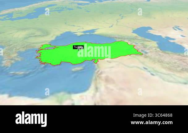 Turkey map animation with highlighted - Turkey Map Animation With Highlighted Border Color 3d Animated Map Of Turkey Turkey Maps Zooming From Top Space View World Map Zoom In To Turkey 3c64868