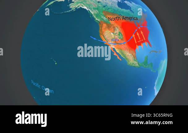 A 3D animation showing a world - A 3d Animation Showing A World Map Highlighting High Risk Tornado Areas Including Tornado Alley And Other Hotspots 3c65rng
