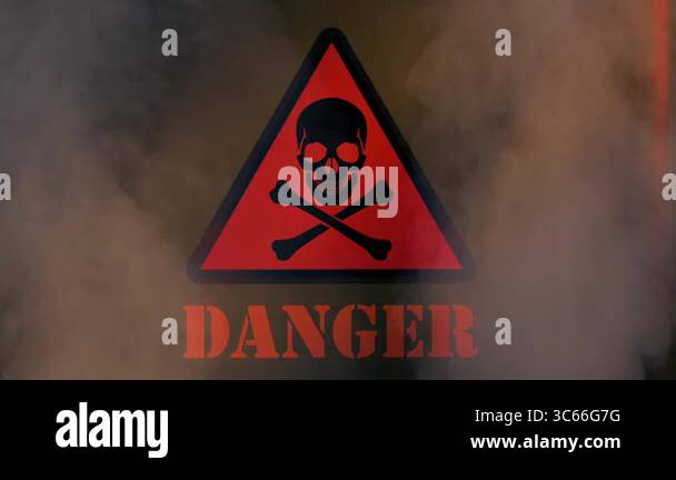 Danger Symbol With Steam Rising Industrial Scene Stock Video Footage ...