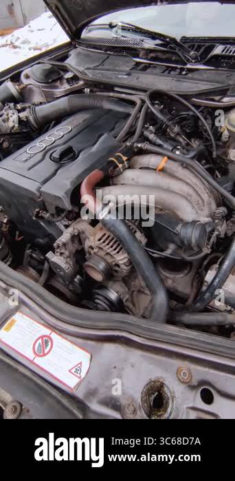 Mogilev, Belarus -2025 February: Detailed view of engine compartment ...