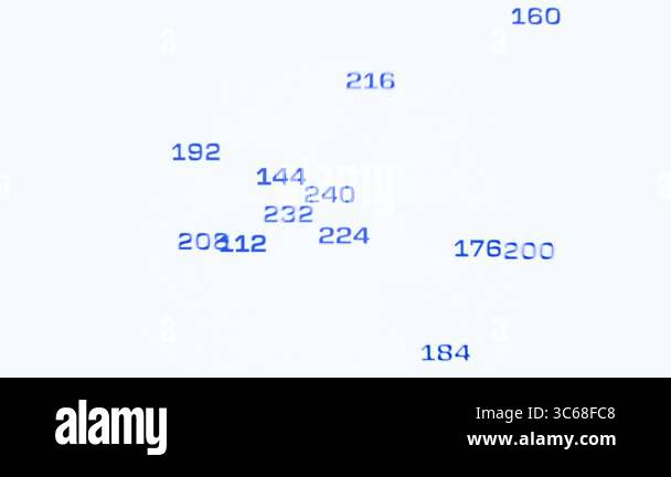 Random, floating blue numbers. Abstract animated numbers starting from ...