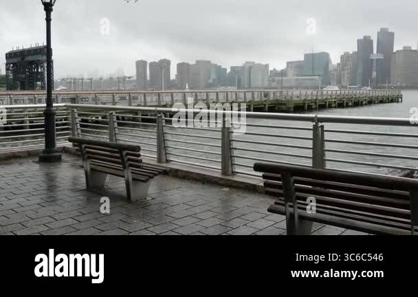 New York City waterfront skyline, Manhattan Midtown buildings ...
