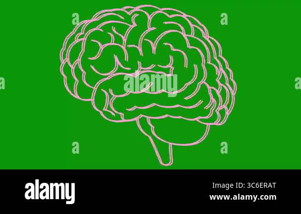 Animated linear pink symbol of brain. Icon is shaking. Concept of idea ...