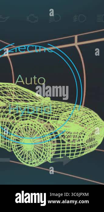 Animation of speedometer, gps and charge status data on hybrid car ...
