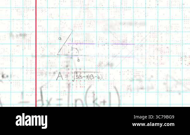 Example Formula Grid Animation of mathematical formulas and triangle diagram on grid paper ...