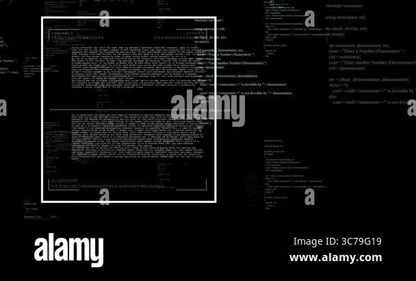 Animation of digital code overlaying programming scripts in school ...