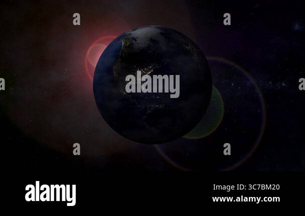 Animation of rotation of Earth and transition night to day. Beautiful ...