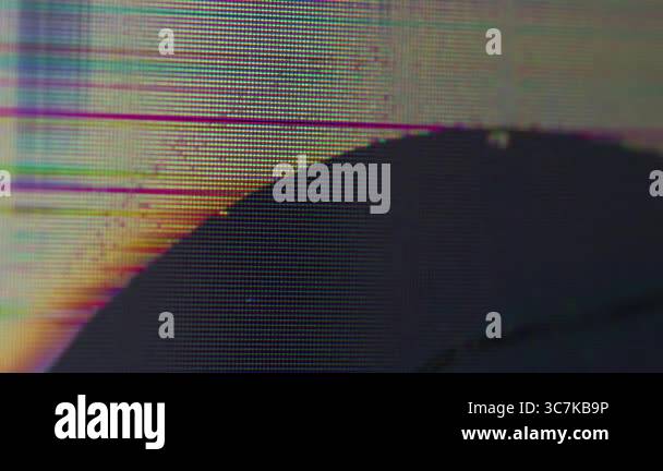 Flickering distortion. Display defect. Overlay glitch crack in glass ...