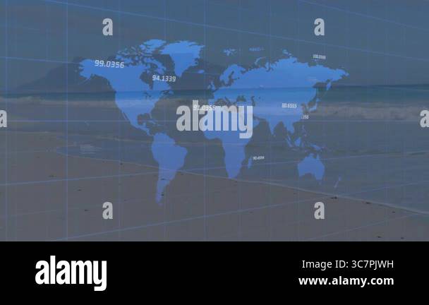 Animation of world map overlaying - Animation Of World Map Overlaying Ocean Landscape With Numerical Data In School Global Geography Education Data Visualization Oceanography Statistics 3c7pjwh